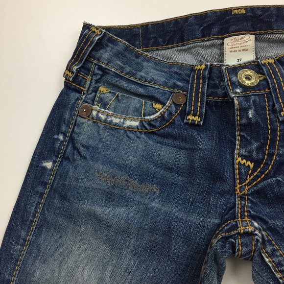 TRUE RELIGION Distressed Flare Leg Med Wash Jeans - Picture 5 of 13